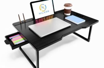 NILKAR Study Table Bed Table Premium Laptop Table/Foldable and Portable Wooden/Writing Desk for Office/Home/School (COTTED BLACK)