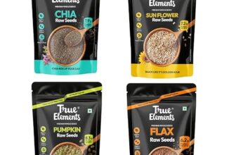 Edible Seeds Combo 700g by True Elements (Chia + Sunflower+ Pumpkin each 150g + Flax Seeds 250g) Pack of 4