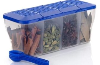 KITCHOOK 4 In 1 Masala Box container for vegetables,dryfruits,spices,grocery,pickles,and multipurpose 4 in 1 box for kitchen & Storage Containers Airtight, Grocery, Dry Fruits Box