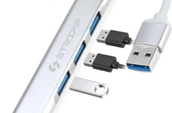 STRIFF 4-in-1 Hub Multiport Adapter, USB Hub with Aluminium Shell, 1 x USB 3.0 & 3 x USB 2.0 for PC, MacBook, Mac mini, iMac, Tablet, and Mobile Phones