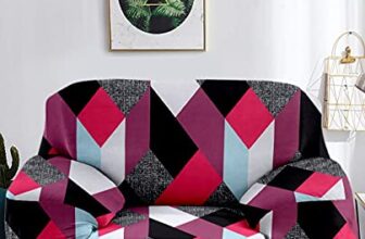 Cortina Sofa Cover Single Seater | Geometry Print | Polyester Spandex Fabric | Machine Washable | Couch Covers, Suitable for Home, Office, Functions | Soft, High-Density Fabric | Durable | Pink
