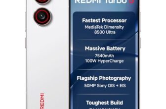 REDMI Turbo 5 (8GB + 256GB) Turbo White | MediaTek Dimensity 8500 Ultra | Mega 7540mAh Battery | 100W HyperCharge | Compact 16.75cm(6.9) 120Hz Display | 50MP Sony OIS Camera | Upto 60% Assured Buyback