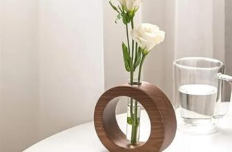 Ancient Shoppee Wooden 1 Glass Test Tube Home Decor Planter Modern Flower Vase with Wood Stand Plant Propagation (17×12.5) cm