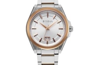 Titan Classique Big Date Analog with Silver Dial Dual Tone Stainless Steel Strap Watch for Men – 90219KM01