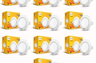 wipro Polycarbonate Garnet 8W Round Downlight Junction Box|Cool White (6500K)|Glare-Free Design|Recessed Downlighter for False Ceiling|Cutout ? 3 Inch|Pack of 10