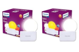 Philips Joy Vision Coral Rush 0.5W LED Night Lamp | Soft White Glow | Energy Efficient | Plug-in Prong Design | Ideal for Bedroom, Kids Room & Hallway (White, Pack of 2)