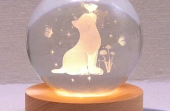 GITGRNTH 3D Cat Figurine Crystal Ball Lamp, Cats Light Lamp ​with Wooden Base, Gifts for Cats Lovers, Stuff for Cat Lovers, Birthday Christmas Mothers Day Temed Items for Women Lovers-