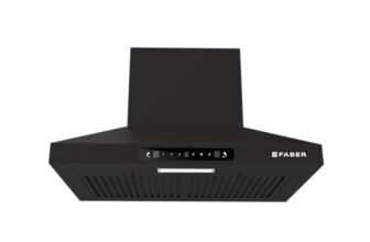 Faber Pluto 60 cm 1000 m³/hr Wall Mounted Kitchen Chimney | Baffle Filter | Touch Control | LED Lights | 1 Year Comprehensive Warranty and 12 Years on Motor | Black | HOOD PLUTO SENSOR TC BF BK IN 60