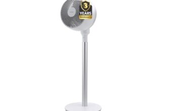 Acerpure Cozy F1 Pedestal Fan with Air Circulator |3years warranty | Energy efficient BLDC motor|Remote control| 3D airflow technology|Swing mode|12 speed control and LED display|Whisper-quiet(White)