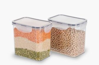 Steelo Sofresh Soclick Plastic Container Set Kitchen Organiser Air Tight Container Set Fridge Safe US FDA Approved PET Food Grade Heavy Duty Material,BPA Free (White,2000ml,Pack of 2)