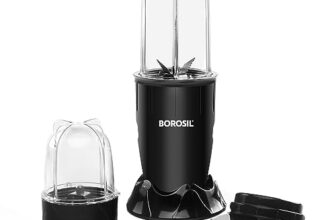 Borosil 400W Nutrifresh Black Blender | 2 Jars (500ml Direct Drink/Smoothie Jar + 300ml Chutney Jar) | Made in India Blender | Stainless Steel Blade, Compact Design | 2 Year Warranty