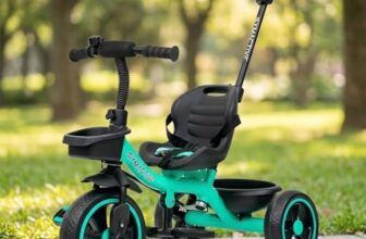 Amazon Brand – Symactive Tricycle for Kids | Plug N Play | Baby Cycle with Parental Control, Eva Wheels, Bell, Seat, Belt & Basket | Kids Tricycle | 2+ Years Unisex | Weight Limit 25 Kgs (Ice Blue)