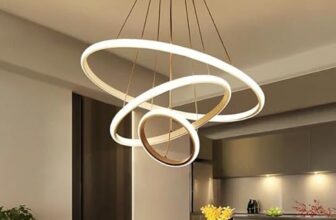 Modern LED 3 Ring Pendant Chandelier Light | Contemporary Hanging Ceiling Lamp | Warm White Decorative Lighting Fixture | Gold Finish | Ideal for Dining Room, Living Room, Kitchen Island & Hall