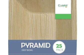 Clazkit 25 Pack Areca Deep Pyramid Bowl | Like Wooden Bamboo | Eco Friendly, Biodegradable, Use and Throw Small Dona | for Serving Pasta, Soup & Snacks | Birthday, Wedding & Party (6.5 Inch)