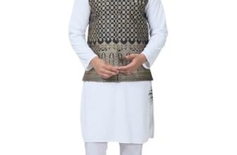 SOJANYA (Since 1958 Men’s Pure Cotton White Kurta and White Pyjama With Black Nehru Jacket