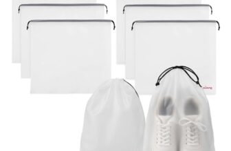 Lifelong Shoe Bags for Travel, Drawstring Travel Shoe Bags for Packing, Dustproof Portable Travel Shoe Storage Bag for Men and Women, Clear, Large, Pack of 6