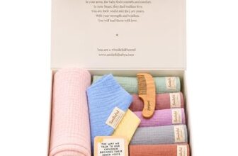 Smileful Organic & Toxin-Free Baby Gift Set | Premium Crinkled Muslin | 10 Piece | AZO-Free,Skin-Friendly,Eco-Friendly | Unisex Newborn Gift Box-Boys & Girls | 0–18 Months | Baby Shower & Naming Ceremony Gift