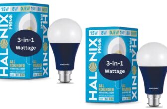 Halonix All Rounder Base B22D 15W, 8W, 0.5Watts Multi Wattage Adjustable Light Led Bulb (Pack of 2, White & Yellow)