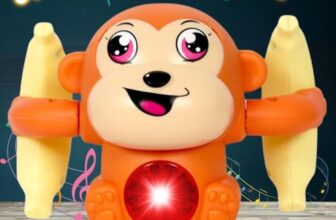 ToyMagic Dancing Monkey|Voice & Touch Sensor with Musical Light & Sound Effect|AAA Battery Operated|Birthday Gift|Spinning & Rolling Doll Tumble Toy for Kids 1 Year +|Made in Indiaorange