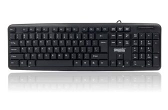 GEONIX Wired Computer Keyboard – Basic Black Keyboard – with 1.5 Metre USB-A Cable, 104-keys, Foldable Stands – Compatible for Windows, PC, Laptop – 1 Yr Mfg Warranty