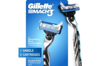 Gillette Mach 3 (Handle + 2 Cartridges) Shaving Razor For Men | Most Comfortable Shave | 3D Blade Technology That Adjusts To Your Face | Metal Handle For Superior Grip