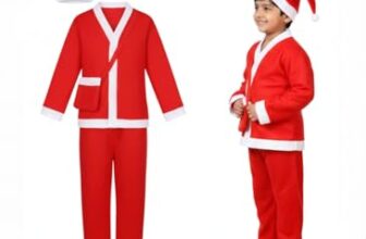 PoPo Toys Santa Claus Costume for Christmas Youth 14-17 Years| Red Santa Suit with Coat, Pant, Hat & Bag | Xmas Party & Fancy Dress Outfit Size 6