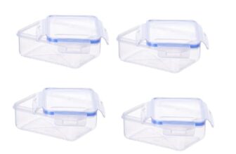 Aristo Lock & Fresh 210 Plastic Storage Container For Storing Snacks, multipurpose use Set of 4-700 ML, Transparent Clear, medium (LOCK&FRESH210) (19 x 13 x 5.5cm)