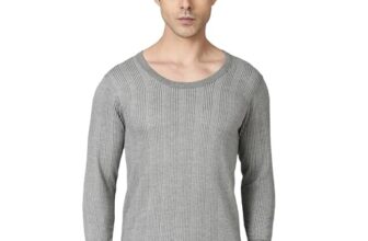 Dixcy Scott Originals Mens Light Round Neck Full Sleeves Solid Thermal Tops(Grey Melange )-M