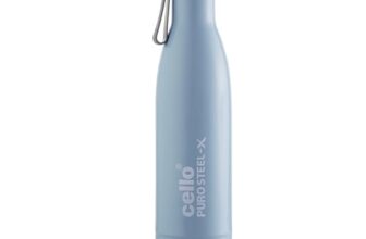 CELLO Puro Steel-X Neo 900 Insulated Water Bottle for Office Use 720 ml Blue | Durable, Stylish & Colorful Wide Mouth Easy Sip Leak Proof Inner Steel Insulated Water Bottle for Travel & Daily Use