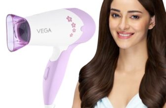 VEGA Insta Glam Foldable 1000-1200Watts Hair Dryer for Men & Women, 2 Heat & 1 Speed Settings (Low & High), Perfect Blow Dry & Style, Compact Hair Dryer for Travel & Home Use (VHDH-20) Made In India