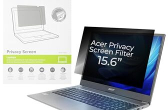 acer 15.6″ Privacy Screen Filter – 60° viewing angle, anti-glare, blue light filter, antimicrobial protection. Dual-sided: glossy or matte. Includes 4 attachment options. Designed by Targus.