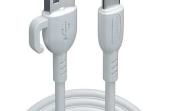 Portronics Konnect Core 3 USB-A to Type C Fast Charging Cable for Smartphones,Tablets, Speakers, Laptops & Other Type C Devices, Inbuilt Cable Management Hook,3.0A Max Output,Fast Data Sync(White)