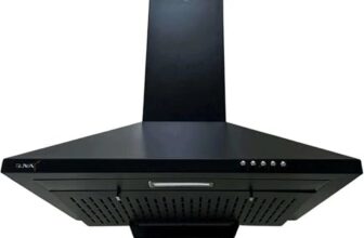 RUWA GARNET 60 cm Filterless Wall Mounted Kitchen Chimney Black | 1000 CMH Suction Power | Auto Clean | 3 Speed Push Button Control | Low Noise | For 2–4 Burner Gas Stoves