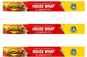 House Wrap Aluminium Foil Total 27 Meter for Food Packing, Cooking, Baking | Foil Paper for Food Wrap 11 Microns Thickness
