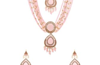 Yellow Chimes Jewellery Set For Women Multilayered Pink Beads Necklace Set Traditional Gold Plated Ethnic Beads Birthday Gift for Girls & Women Anniversary Gift for Wife