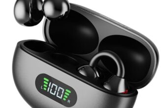Fire-Boltt Aero Clip OWS Earbud w/Clip-On Fit, Custom EQ, Wireless Bluetooth TWS,50H Playtime, 50ms Low Latency, Display on Charging Case, App Support, Touch Controls, Gaming & Music – Midnight Black