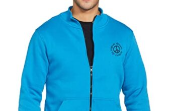 Amazon Brand – Symbol Men’s Cotton Blend High Neck Regular Fit Sweatshirt(AW18MNSSW47_Med Blue_M_Med Blue_Medium)