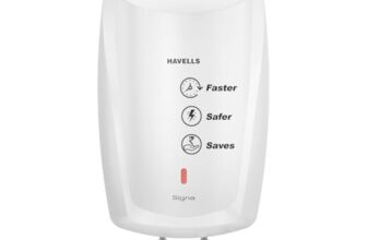 Havells Signa 5 Litre Instant Water Heater(Geyser)| Twin LED Indicator| Rust and Shock Proof Body| ISI Marked| Fire Retardant Power Cord| Warranty: 5 year on inner tank & 2 year comprehensive (White)