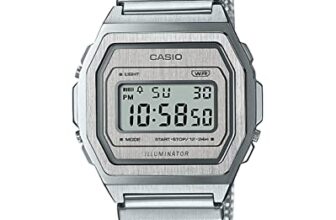 Casio Unisex Vintage A1000MA-7DF Silver Digital Dial Silver Stainless Steel Mesh Band D278