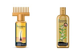 Indulekha Bhringa Hair Oil, 50ml & Bringha Anti Hair Fall Hair Cleanser Shampoo, 340ml