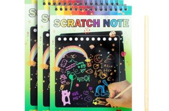 GLUN® Scratch Notepad with Magical Rainbow Color, Pencil Stick Notepad, Educational Toy for Kids, Wooden Stylus & 3 Drawing notpad for Girls and Boys
