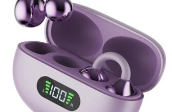 Fire-Boltt Aero Clip OWS Earbud w/Clip-On Fit, Custom EQ, Wireless Bluetooth TWS,50H Playtime, 50ms Low Latency, Display on Charging Case, App Support, Touch Controls, Gaming & Music-Lilac Bloom