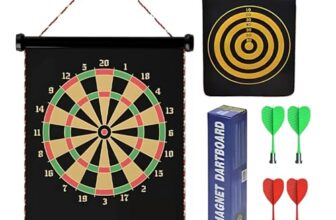 Vibgyor Vibes Double-Sided Portable, Foldable Magnetic Dart Board with Non-Pointed Darts – Multicolor Dart Board with 4 Darts (14 Inches)
