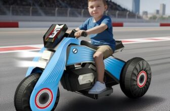 Cockatoo 15E Cruise Rechargable Electric Bike for Kids with Music and LED Light, Kids Scooter Bike for 3+ Yrs Boys & Girls Powered by 6V & 4.5 AH Battery for 4.5Hr-6Hr Ride with Foot Accelerator-Blue
