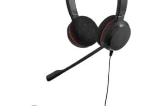 Jabra Evolve 20 Stereo Headset with noice canceling mic, Connect to Mobile/Tablet via USB-C/A, Lightweight Headband