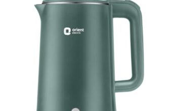 Orient Electric Powerhot 1.5 L Electric Kettle | Cool Touch Body | Faster Heating | Auto Cut Off Mechanism | 360° Rotating Base | Green