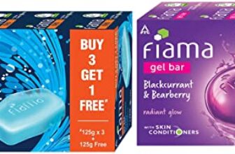 Fiama Men Refreshing Pulse Gel Bar, with Sea Minerals, with skin conditioners – 125g (Buy 3 Get 1 Free) & Fiama Gel Bar Blackcurrant and Bearberry 125 g soap (Pack of 3)