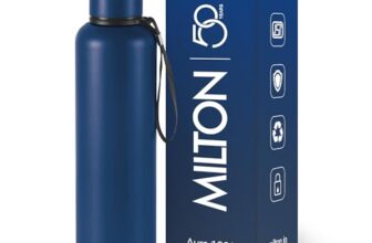 Milton Aura 1000 Thermosteel Water Bottle, 24 Hr Hot and Cold I Leak Proof Lid, ISI Certified I Vacuum Insulated I for Office, Gym, School I Dark Blue