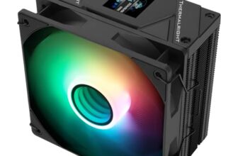 Thermalright Assassin Spirit 120 Vision ARGB Black, with Black Top Cover, CPU Air Cooler, PC Cooling,240 * 240 Resolving Power IPS LCD Screen,Editable,with 1.54in for Intel lga1851/1700/115X,AM4/AM5