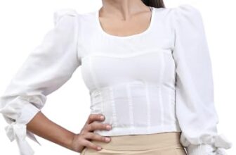 Tokyo Talkies Puff Sleeves Round Neck Crop Corset Top